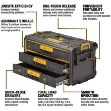 Load image into Gallery viewer, DEWALT DWST08330 ToughSystem 2.0 Tool Case - 3-Drawer Heavy-Duty Storage Box with Quick-Close Ball-Bearing Slides
